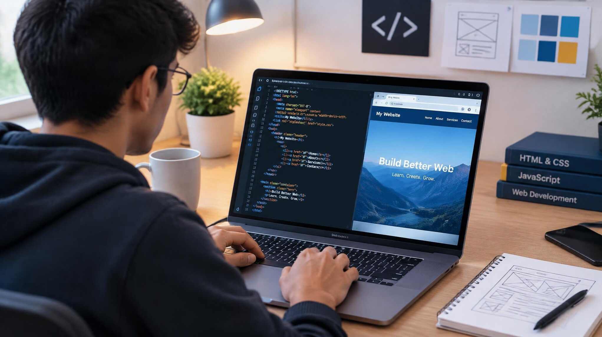 person learning web development